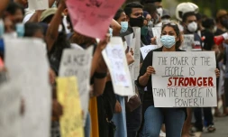 Manifestation antigouvernementale Ă Colombo, le 2 avril 2022