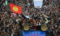 Des militants pro-démocratie manifestent à Bangkok, le 14 octobre 2020 en Thaïlande