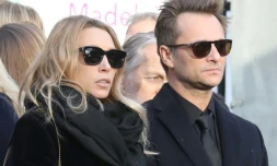 Laura Smet et David Hallyday lors des obsèques de leur père, Johnny Hallyday, le 9 décembre 2017 à l'Eglise de la Madeleine, à Paris
