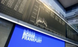 Tableau des indices boursiers à la Bourse de Francfort, le 24 février 2022 en Allemagne