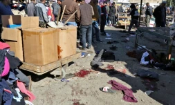 La place Tayaran, dans le centre de Bagdad, oĂč un double attentat suicide a Ă©tĂ© perpĂ©trĂ© le 21 janvier 2021