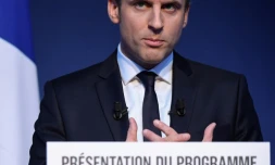 Emmanuel Macron lors de la présentation de son programme le 2 mars 2017 à Paris
