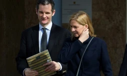 Inaki Urdangarin et l'infante Cristina à la sortie du tribunal le 26 février 2016 à Palma de Majorque