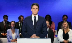 Le Premier ministre Gabriel Attal avant le débat télévisé sur TF1 à Boulogne-Billancourt, le 25 juin 2024