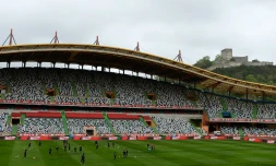 La sélection belge à l'entraînement dans le stade Magalhaes Pessoa de Leiria (Portugal), le 28 mars 2016