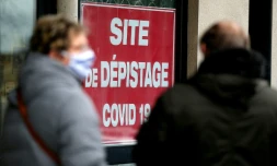 Un site de depistage du Covid Ă Charleville-MeziĂšres,
le 14 décembre 2020