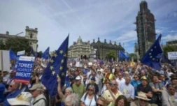 Des Britanniques manifestent le 23 juin 2018 à Londres pour demander un vote sur les conditions finales du retrait du Royaume-Uni de l'UE