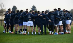 Le XV de France regroupé avant une séance d'entraînement au centre de Marcoussis, le 9 novembre 2018 en vue des tests contre l'Afrique du Sud et l'Argentine