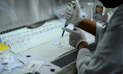 Un scientifique réalise un test ADN au Laboratoire national de médecine légale à Lalitpur, prÚs de Katmandou, au Népal, le 19 septembre 2026
