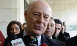 L'émissaire de l'ONU pour la Syrie, Staffan de Mistura, le 16 février 2016 à Damas