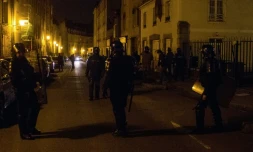 Forces de l'ordre déployées le 9 février 2017 dans une rue d'Aulnay-sous-bois