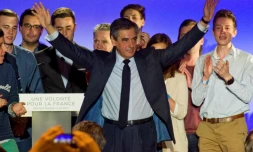 Francois Fillon, lors d'un meeting à Cournon-d'Auvergne, le 7 avril 2017