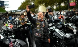 Des bikers sont venus rendre hommage à Johnny Hallyday le 14 septembre 2021 à Paris