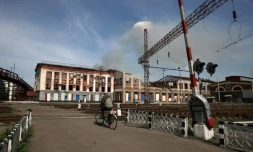 La gare de Lyman détruite par une frappe russe, le 13 avril 2024 dans l'est de l'Ukraine