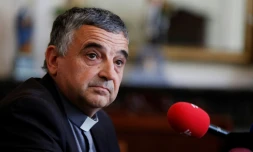 L'archevêque de Rouen Dominique Lebrun, lors d'une conférence de presse à Rouen le 20 septembre 2018