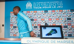 Franck Passi après sa première conférence de presse en tant qu'entraîneur de l'OM, le 19 avril 2016 à Marseille