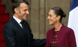 Les présidents français Emmanuel Macron et mexicaine Claudia Sheinbaum à Mexico le 7 novembre 2025
