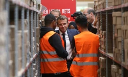 Le président français Emmanuel Macron visite un chantier d'insertion à Bonneuil-sur-Marne le 10 septembre 2019