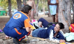 Mercredi 20 octobre 2010 - Démonstration sur la plage de l'Ermitage de la protection civile aux gestes qui sauvent (Photos Julie Fioretti)