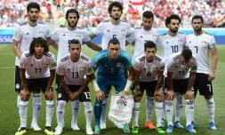 L'équipe d'Egypte avant un match contre l'Arabie saoudite lors du Mondial, le 25 juin 2018 à Volgograd