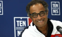Le capitaine de l'équipe de France de Coupe Davis Yannick Noah en conférence de presse, le 14 septembre 2017 à Paris 