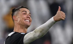 Cristiano Ronaldo, heureux aprÚs avoir marqué avec la Juve contre Cagliari, le 6 janvier 2020 au Juventus stadium à Turin en Italie.