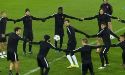 Les joueurs du PSG à l'entraînement, le 31 octobre 2016 à Bâle