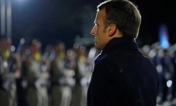 Emmanuel Macron lors d'une cérémonie de commémoration de la PremiÚre guerre mondiale à La Flamengrie, dans l'Aisne, le 7 novembre 2018