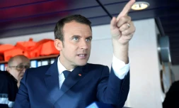Le président français Emmanuel Macron, le 1er juin 2017 près de Lorient