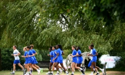 Les joueuses de l'équipe de France préparent leur demi-finale de l'Euro dans leur camp de base d'Ashby-de-la-Zouch, le 24 juillet 2022 