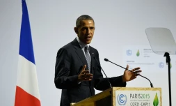 Le président américain Barack Obama lors de la conférence mondiale sur le climat de Paris, le 30 novembre 2015