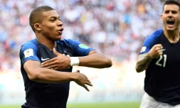 Kylian Mbappé vient de marquer le 3e but français contre l'Argentine en 8es de finale de la Coupe du monde, le 30 juin 2018 à Kazan 
