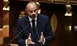 Le Premier ministre Edouard Philippe annonce son plan de déconfinement à l'Assemblée nationale, à Paris, le 28 avril 2020