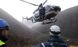 Des membres du Peloton de gendarmerie de haute montagne (PGHM) de Chamonix en exercice le 23 février 2016 à Bagnères-de-Luchon 