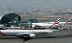Un avion d'Emirates Airlines le 20 avril 2010 sur le tarmac de l'aéroport international à Dubai
