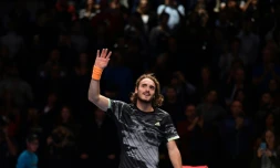 Stefanos Tsitsipas après son succès face à Roger Federer en demi-finales du Masters, le 16 novembre 2019 à Londres