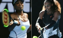 Les s?urs Serena (D) et Venus Williams (G) le 26 janvier 2017 à Melbourne lors de l'Open d'Australie