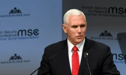 Le vice-président américain Mike Pence lors de la conférence de sécurité de Munich, le 16 février 2019 en Allemagne