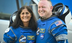 Les astronautes de la Nasa Butch Wilmore (droite) et Suni Williams (gauche), à Cap Canaveral le 5 juin 2024