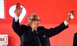 Le président tunisien Béji Caïd Essebsi lors d'une réunion du parti Nidaa Tounes, le 6 avril 2019 à Monastir, à environ 160 km au sud de Tunis
