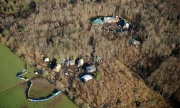Vue aérienne de la zone occupée de  Notre-Dame-des-Landes (ouest), prÚs de Nantes, le 2 janvier 2013