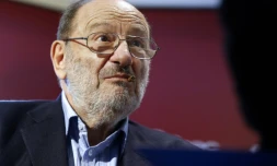 L'auteur italien Umberto Eco le 12 mai 2015 Ă Paris