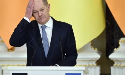 Le chancelier allemand Olaf Scholz, le 14 février 2022 à Kiev