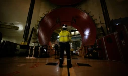 l4entrée du bâtiment du réacteur nucléaire de Flamanville 3, le 25 avril 2024 dans La Manche