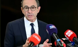 Bruno Retailleau, ministre de l'Intérieur, lors d'une conférence de presse sur l'admission exceptionnelle au séjour des migrants, Versailles, le 24 janvier 2025