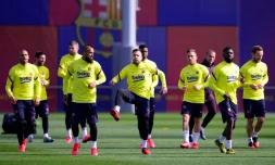 Les joueurs du FC Barcelone à l'entraßnement le 29 février 2020 dans la cité sportive Joan Gamper à Sant Joan Despi, prÚs de Barcelone en Espagne (Archives)