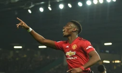 Le milieu français de Manchester United Paul Pogba auteur d'un doublé en Premier League contre Huddersfield, le 26 décembre à Manchester