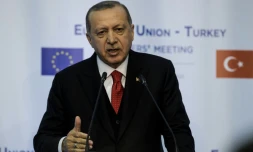 Le président turc Erdogan lors d'une conférence de presse à Varna, le 26 mars 2018