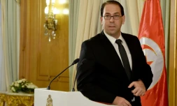 Le premier ministre tunisien Youssef Chahed pendant une conférence de presse de présentation de son nouveau gouvernement, le 20 août 2016 à Carthage