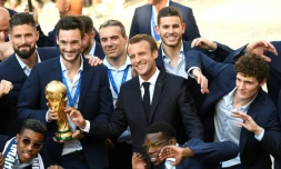 Emmanuel Macron accueille les Bleus à l'Elysée, le 16 juillet 2018